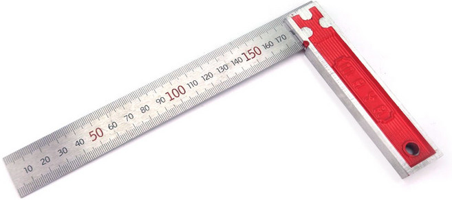 마야 직각자 철자 스틸자 눈금자 마킹 스퀘어, 1개, 200mm QC