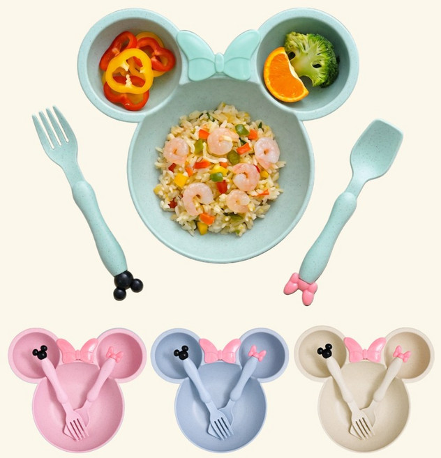 토비츠 귀여운 유아식기 스푼 포크 세트, 1개, 그린