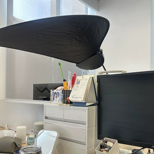 나뭇잎 캐노피 사무실 가림막 햇빛가리개 에어컨바람, 2 클립형 블랙 직취방지❤360 회전❤휴대용 무지대 수