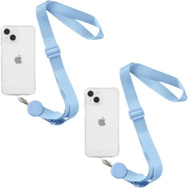 와이드 핸드폰 목걸이 스트랩 (전 기종 가능), 블루, 2개