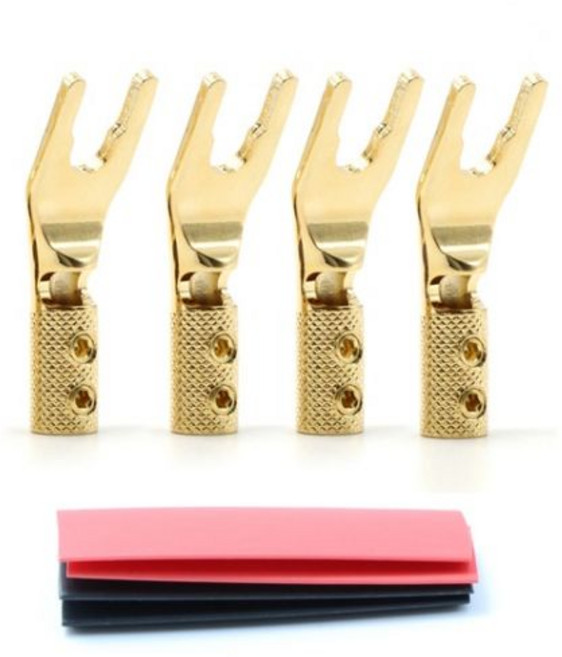 순수 구리 로듐 도금 Y 스페이드 커넥터 플러그 포크 라우드 스피커 케이블 잭 8 개, 1개, 02 SY1508G