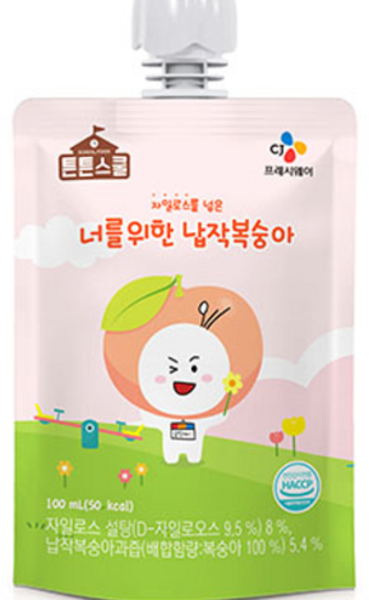 튼튼스쿨 자일로스를 넣은 너를 위한 납작복숭아, 40개, 100ml