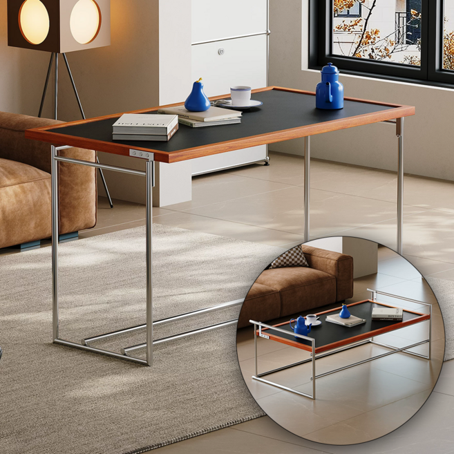 우드와일드 높이조절 거실테이블 다용도 스테인레스, TL-B101 블랙