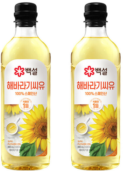제일제당 백설 해바라기씨유 900ml x2개