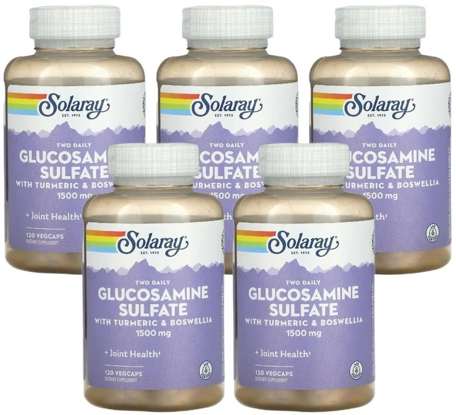 Solaray 투 데일리 글루코사민 황산염 1500mg 식물성 캡슐 120정 5개 - 쿠팡