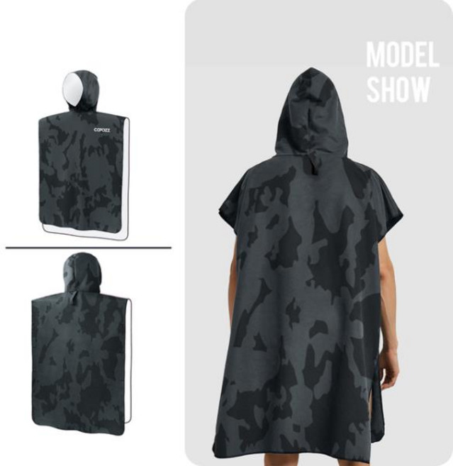 성인용 맞춤형 서핑 판초 수상 스포츠 후드 로브 극세사 비치 담요 목욕 수영 타올 잠수복 비치 판초, 05 Camo grey