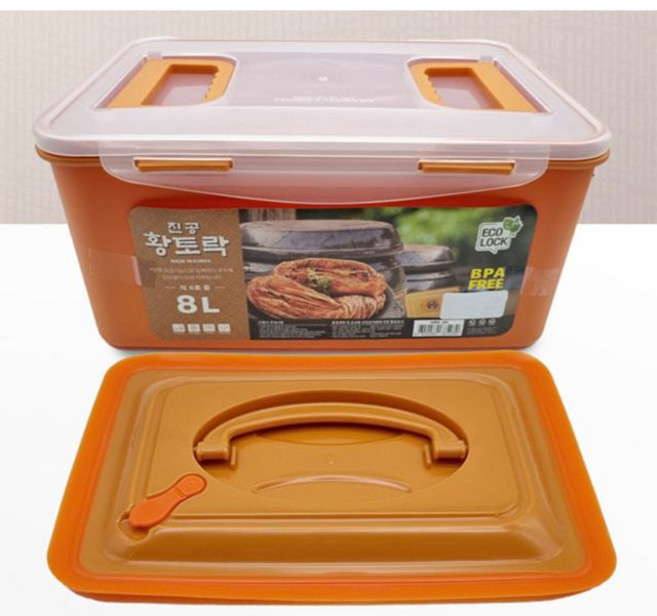 황토락 김치통 밀폐 용기 반찬통 누름판 세트 8L, 1개