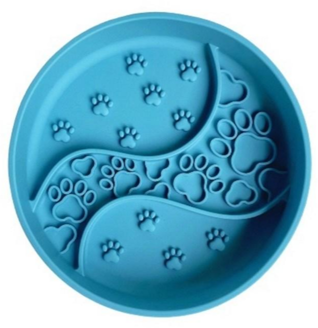 커채 반려동물 급체방지 식기 실리콘 슬로우식기 강아지 고양이 밥그릇, 블루, 1개