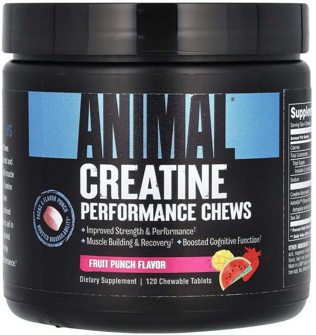 유니버셜뉴트리션 크레아틴 퍼포먼스 츄 과일 펀치 츄어블 정 120정, 1개
