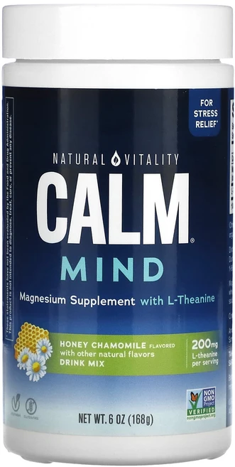 Natural Vitality 캄 마인드 마그네슘 l-테아닌 드링크 믹스 꿀 카모마일 168g 6oz, 1개, 168g (6oz) - 쿠팡