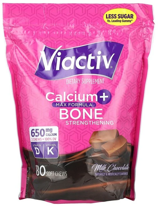 Viactiv Calcium + Bone Strengthening Max Formula Milk Chocolate 180 Soft Chews, 1개 - 쿠팡