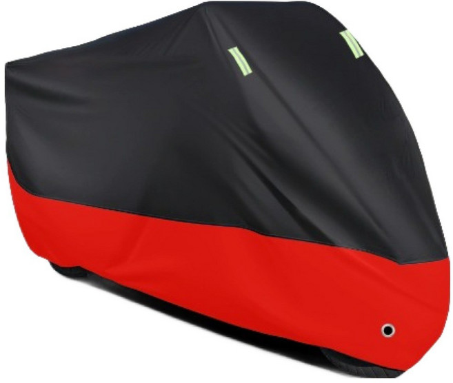 민스컴퍼니 오토바이 프리미엄 전차종 레인 방수커버, 블랙레드