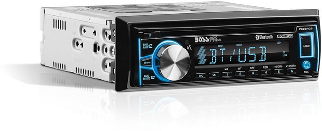 BOSS 오디오 시스템 750BRGB 카 스테레오 - 싱글 딘 블루투스 CD 플레이어 AM/FM 라디오 수신기 USB AUX 입력 멀티 컬러 조명, 1 750BRGB