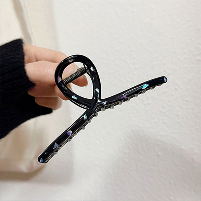 블랙 자개 헤어 집게핀 빅사이즈 머리핀