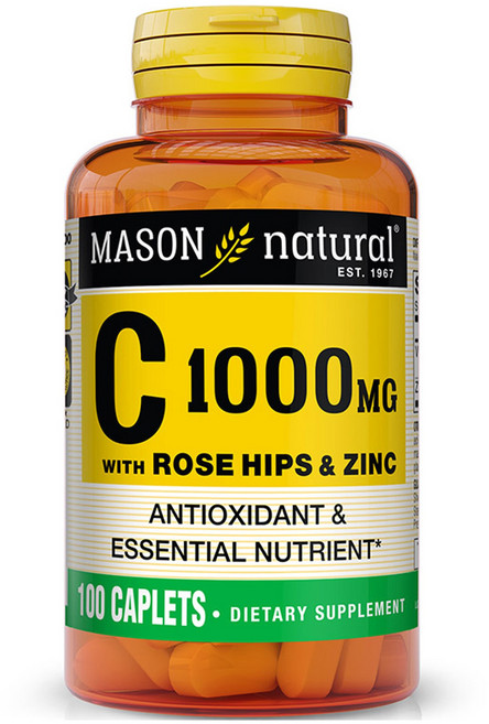 Mason Naturals 含C 1000毫克玫瑰果與鋅的錠劑, 1個, 100錠