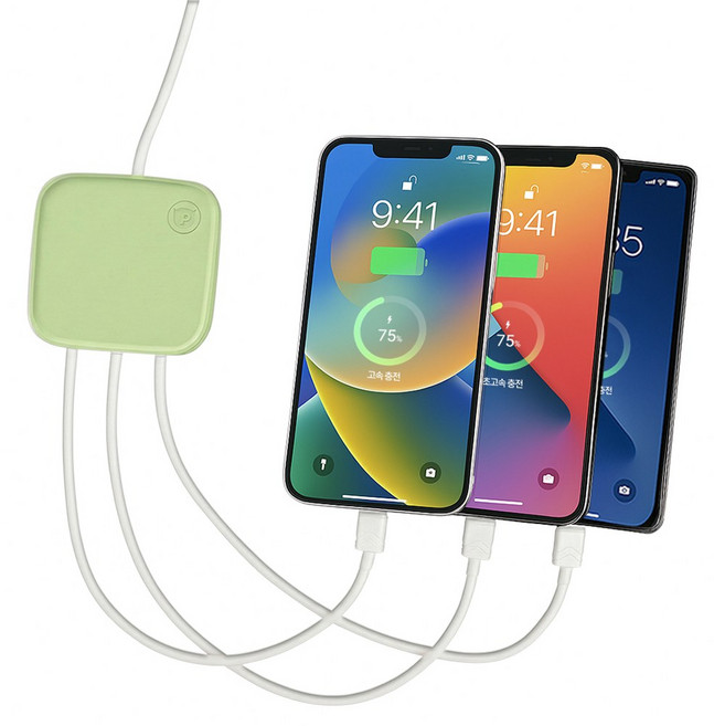 팝폰 3in1(C핀/C핀/8핀/5핀) 60W PD PPS 업소용 초고속 멀티충전기 TC75, 1개, TC75 (민트)(C+C+8)