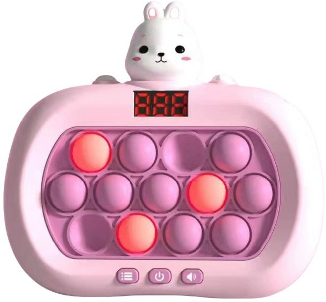 速推遊戲機 掌上益智玩具 打地鼠解壓按按樂, 粉兔熒幕款（新升級13鍵999關）
