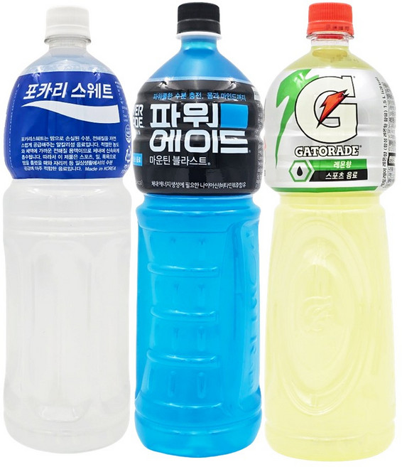 [한번에먹자] 포카리스웨트 1.5L + 파워에이드 1.5L + 게토레이 1.5L 총 3페트 이온음로 3종 갈증해소