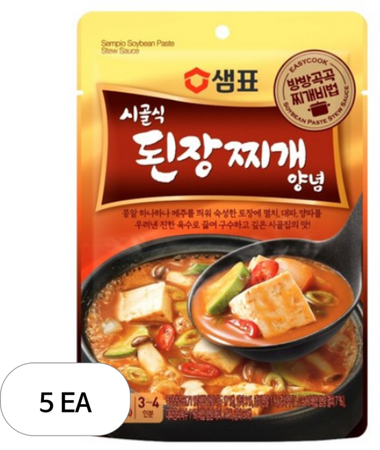 샘표 시골식 된장찌개 양념, 130g, 5개