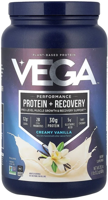 Vega 운동 기능 향상 단백질 + 회복 크리미 바닐라 828g(1lb 13.2oz) Vega (베가), 1개 - 쿠팡