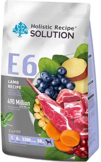 Holistic Recipe SOLUTION 耐吉斯 高齡犬關節保健配方無穀乾糧 E6, 4.54kg, 1袋, 銀髮羊肉餐
