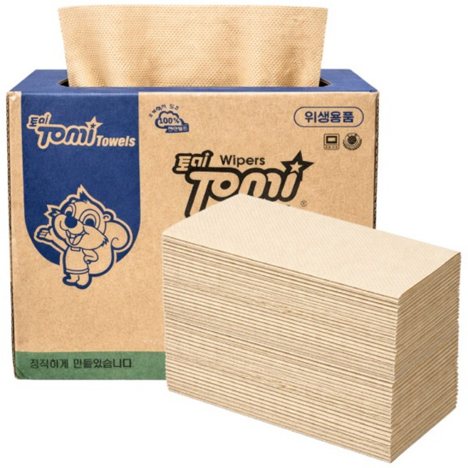 토미타올스 4겹 일회용타올 업소용 각종 오물제거 갈색페이퍼, 200매, 1개
