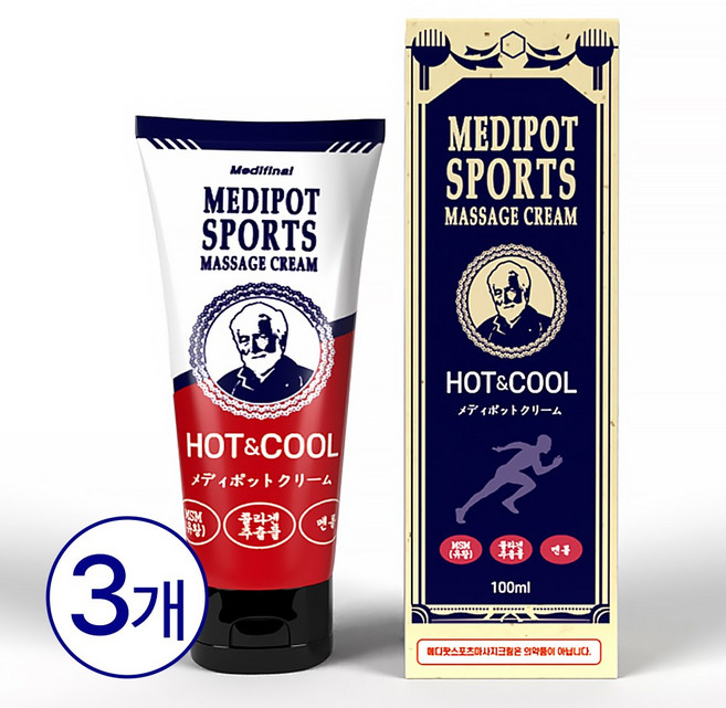 메디팟 MSM 스포츠 마사지 글루코사민 크림, 3개, 100ml