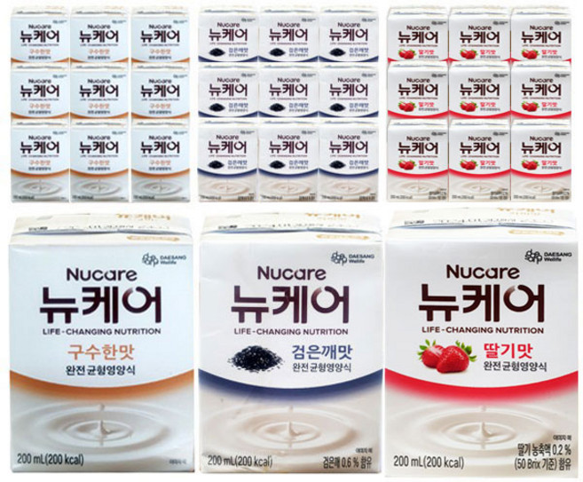 뉴케어 구수한맛+검은깨+딸기맛 3가지맛 10팩씩 30팩 일반 노인 환자 영양식, 30개