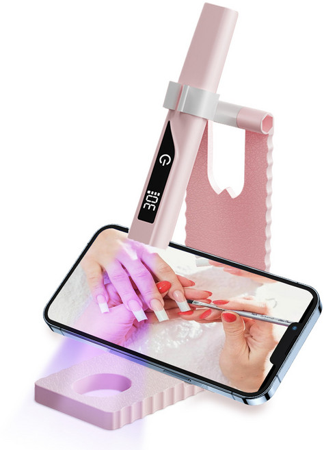 AURRA 젤네일램프 거치대 세트 미니 UV 젤네일 휴대용 LED램프 타이밍기능 USB 충전, 1개, 분홍색