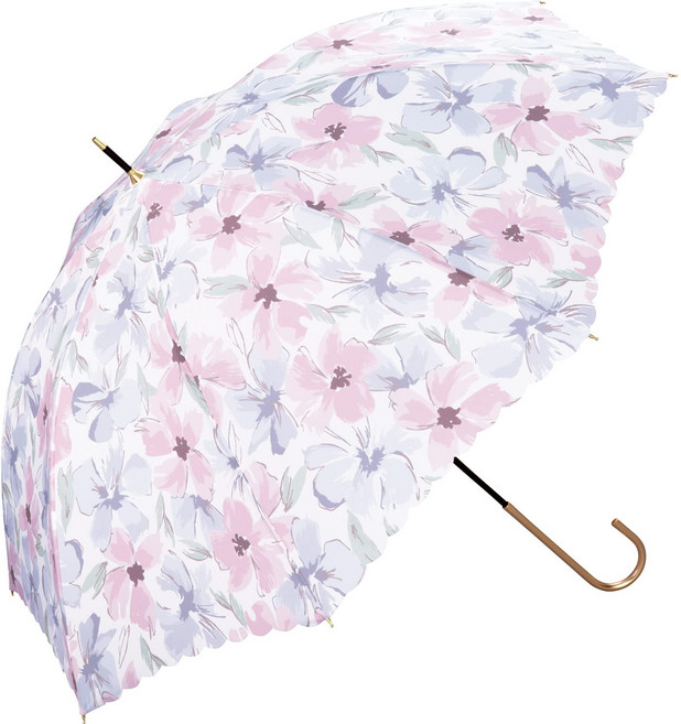 Wpc. 58cm 4515-02-001 [2023년] 우산 플라워 월 핑크 긴 우산 여성 날씨 겸용 큰 꽃