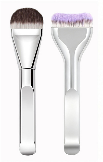 EGMI 베이직 잘 발리는 파운데이션 납작 브러쉬 2종 세트, 2개, 실버