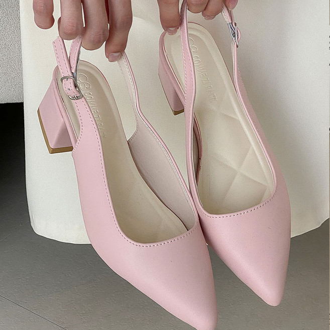 꼼지락 여성용 스틸레토 발편한 펌프스 슬링백 힐