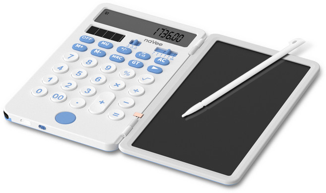 나비 NV36-MCC1 메모전자계산기 사무용계산기 메모패드, 화이트, 1개