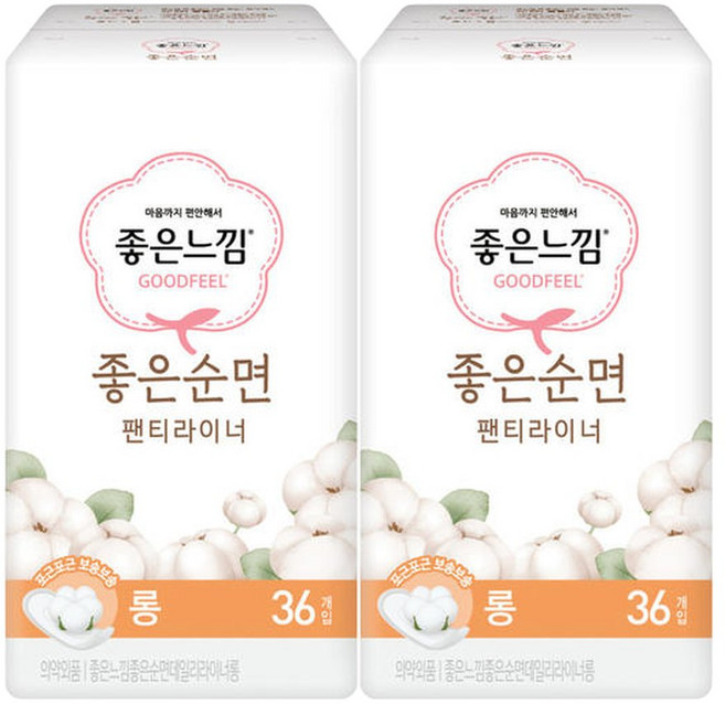 좋은느낌 좋은순면 데일리라이너 롱 36개입 2팩, 2개