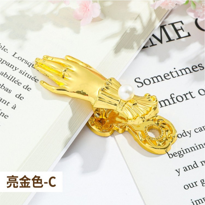 RAYRAYGO 貴婦之手 復古手帳夾 亮金色珍珠款, 亮金色-C (O珍珠), 1個