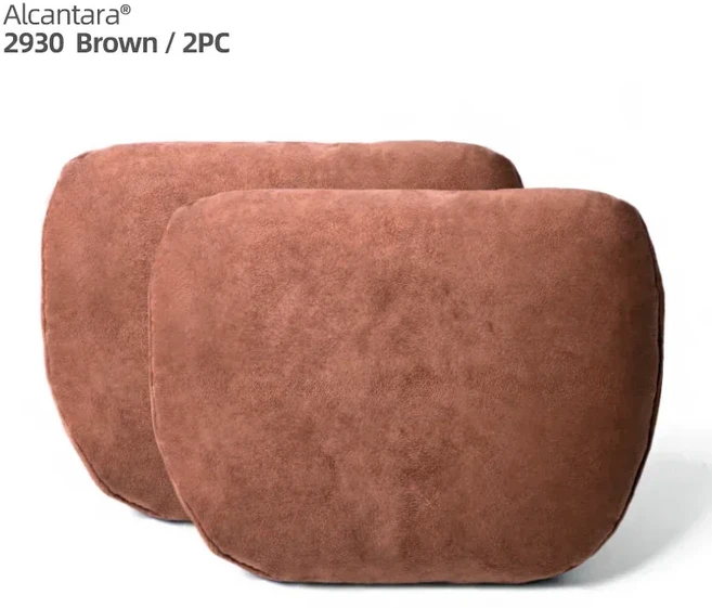 테슬라 모델 3 Y 하이랜드 부드러운 자동차 머리 받침 목 베개 쿠션 메모리 필러 통기성 알칸타라 액세서리, 12 2930 Brown 2pcs