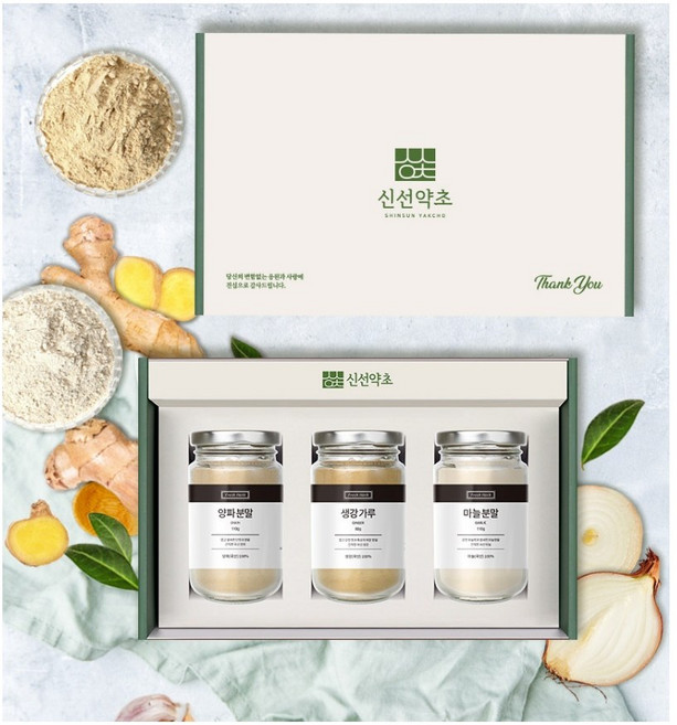 신선약초 조미료 양파분말 + 생강가루 + 마늘분말 선물세트, 4세트