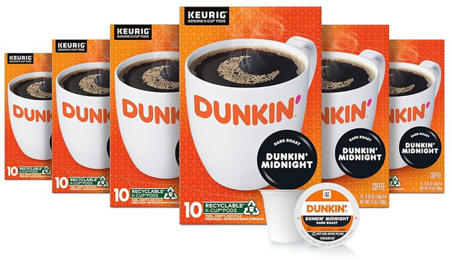 던킨 미드나잇 다크 로스트 커피 큐리그 K컵 포드 60개, 1개, 60개입, 9g