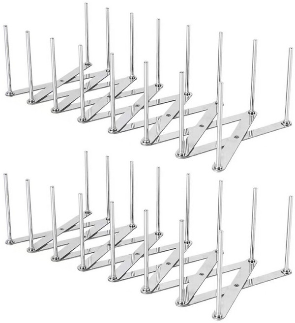 오프홈 그릇 접시 정리대 길이조절 거치대 대형 7단, 실버, 2개