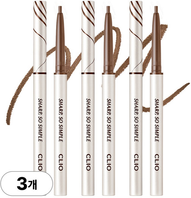 클리오 샤프 쏘 심플 워터프루프 펜슬 라이너 AD, 3개, 10 카카오 브라운