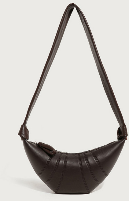 만두백 양가죽 브라운 블랙 대용량 크루아상 반달 크로스 데일리 숄더백 학생 레더 가죽 셔링 주름 클러치