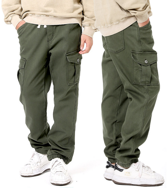 비브레이커스 남성 기모 겨울 카고 바지 조거 본딩 스판 밴딩 작업복