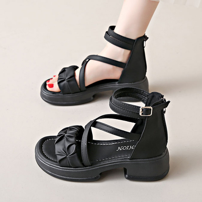 Modern Fashion 여성 데일리 5cm 키높이 로우힐 샌들 X23