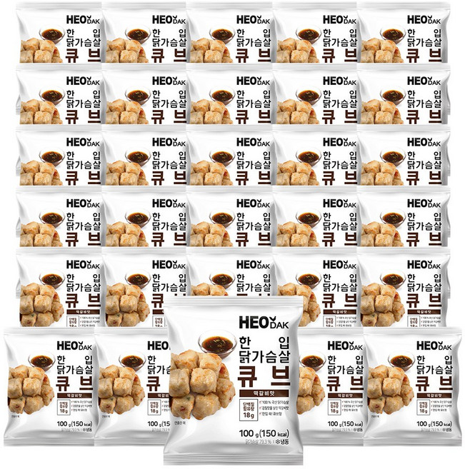 허닭 한입 닭가슴살 큐브 떡갈비, 100g, 30개