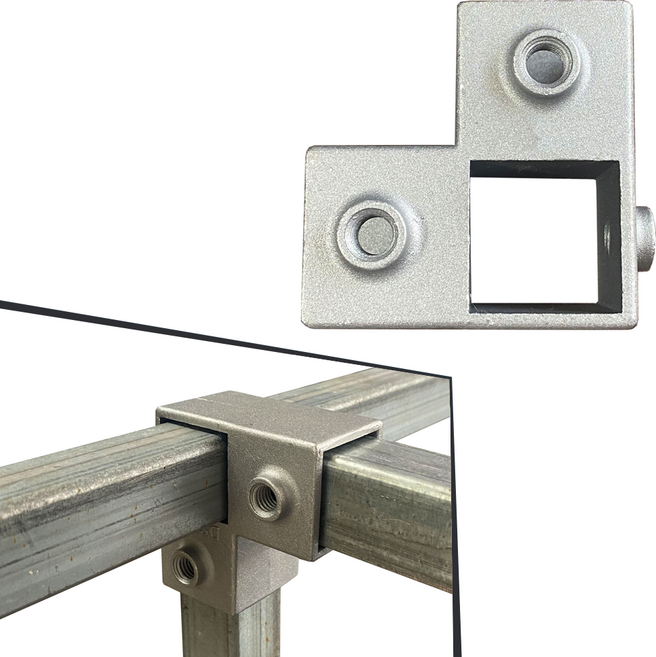 사각파이프 클램프 20 25 각관 브라켓 알루미늄 연결 조인트 L형(4구), 1개