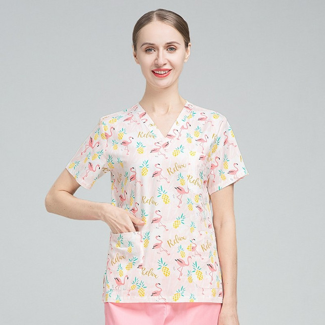 병원 유니폼 간호사복 프린트 스크럽 작업복 치과용 남녀공용