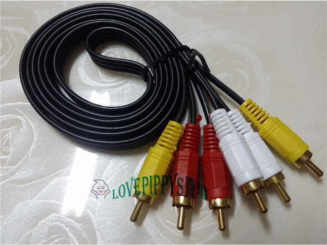 AV訊號端子線 3RCA對3RCA 梅花端子 鍍金接頭, 1個, 3米