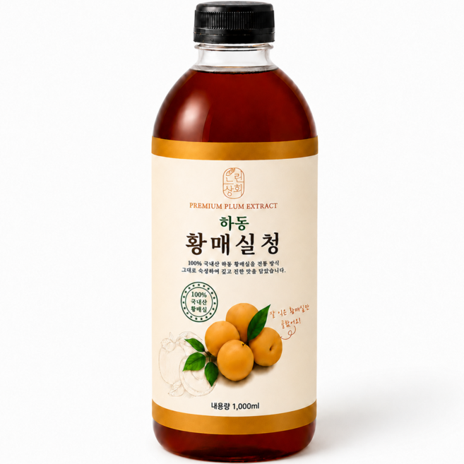 [100% 국산 자연숙성] 하동 황매실청, 1개, 1L
