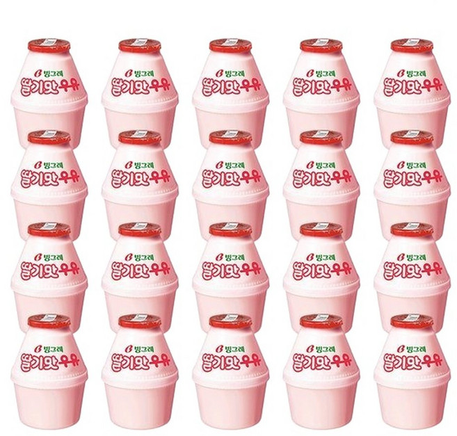 빙그레 딸기맛우유 240ml X 20입 아이스박스 포장 단지우유 편의점우유, 20개