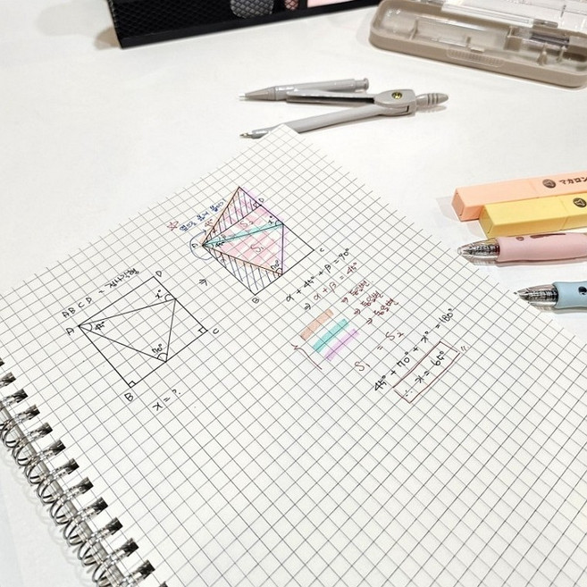 반투명 커버 B5 모눈 노트 그리드 연습장, 1개, 상세페이지 참조